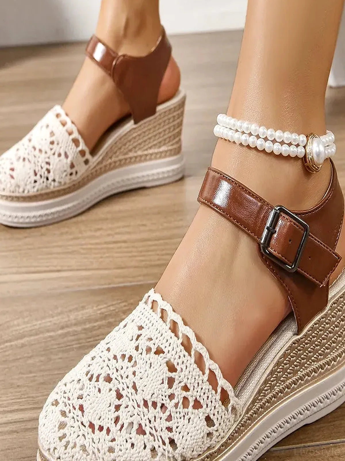 Espadrille Wedge Sandals with Ankle Strap