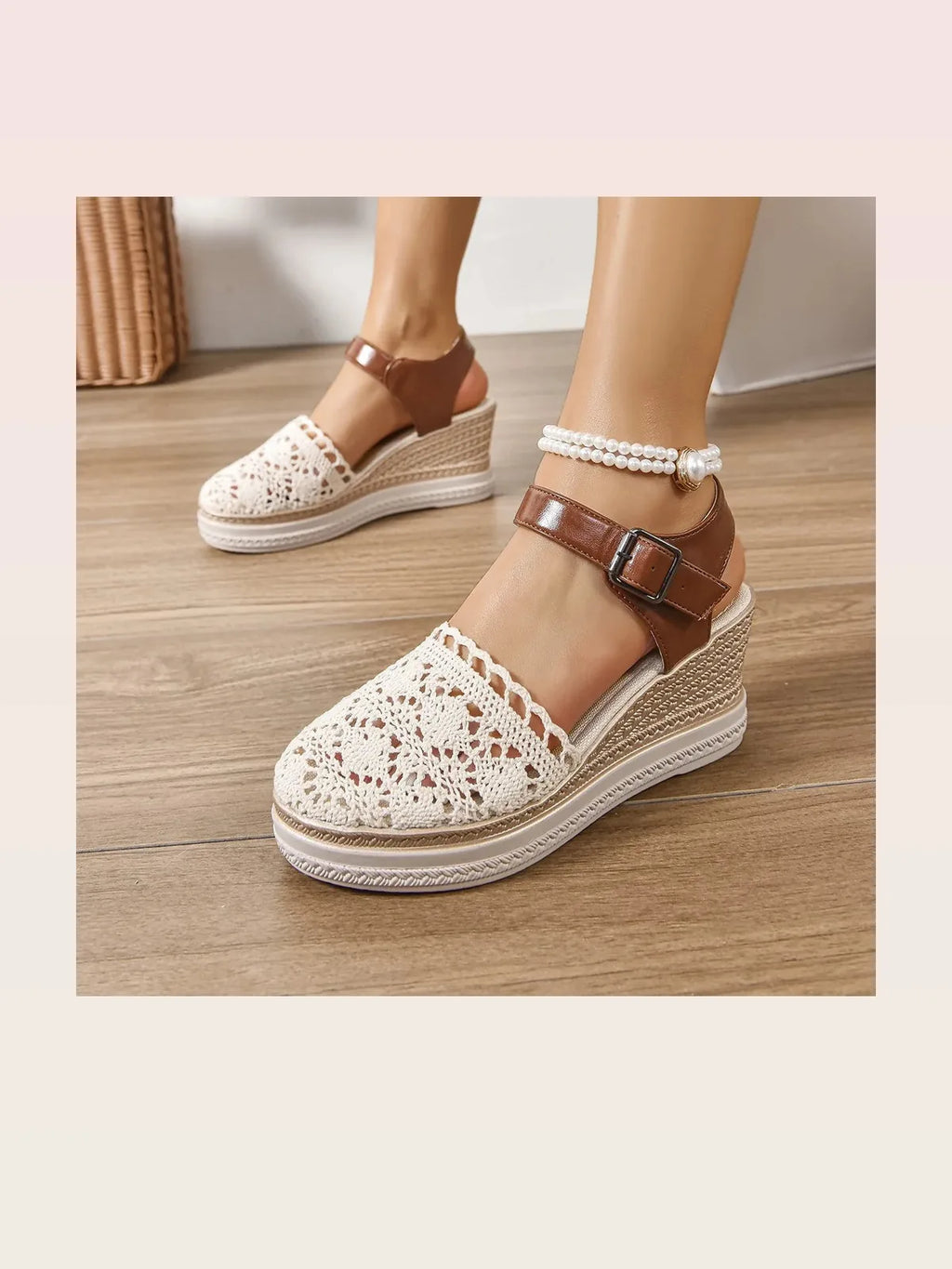 Espadrille Wedge Sandals with Ankle Strap