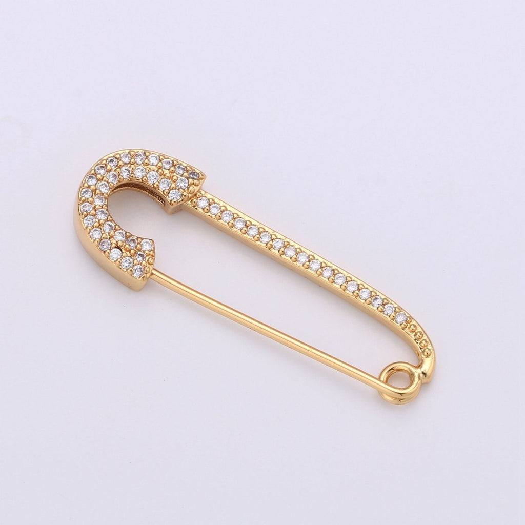 Safety Pin Earrings, Micro Pave Safety Pin Earrings, Safety Pin Jewelry, Gold Safety Pin Earrings, Silver Safety Pin Earrings K-492 K-493