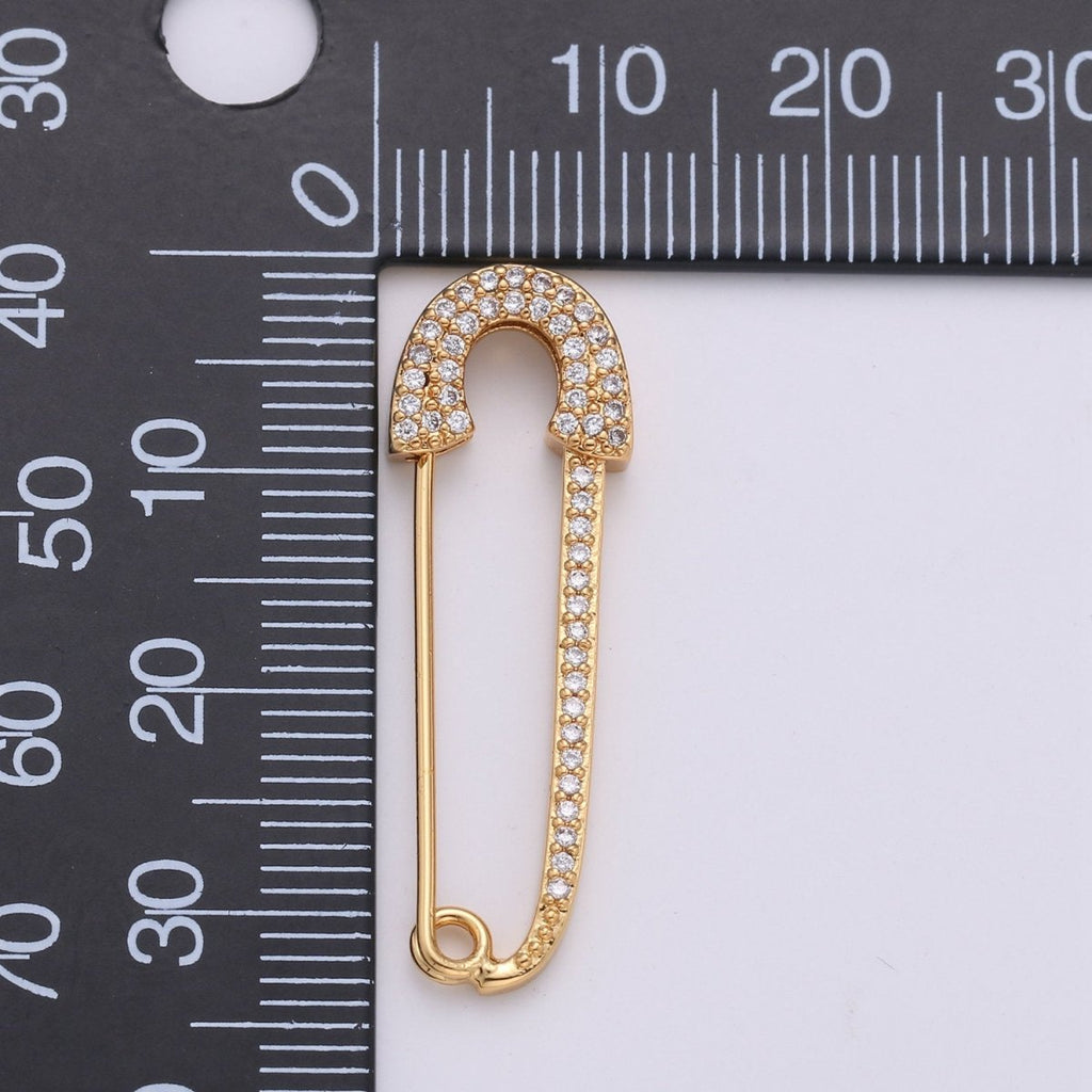 Safety Pin Earrings, Micro Pave Safety Pin Earrings, Safety Pin Jewelry, Gold Safety Pin Earrings, Silver Safety Pin Earrings K-492 K-493