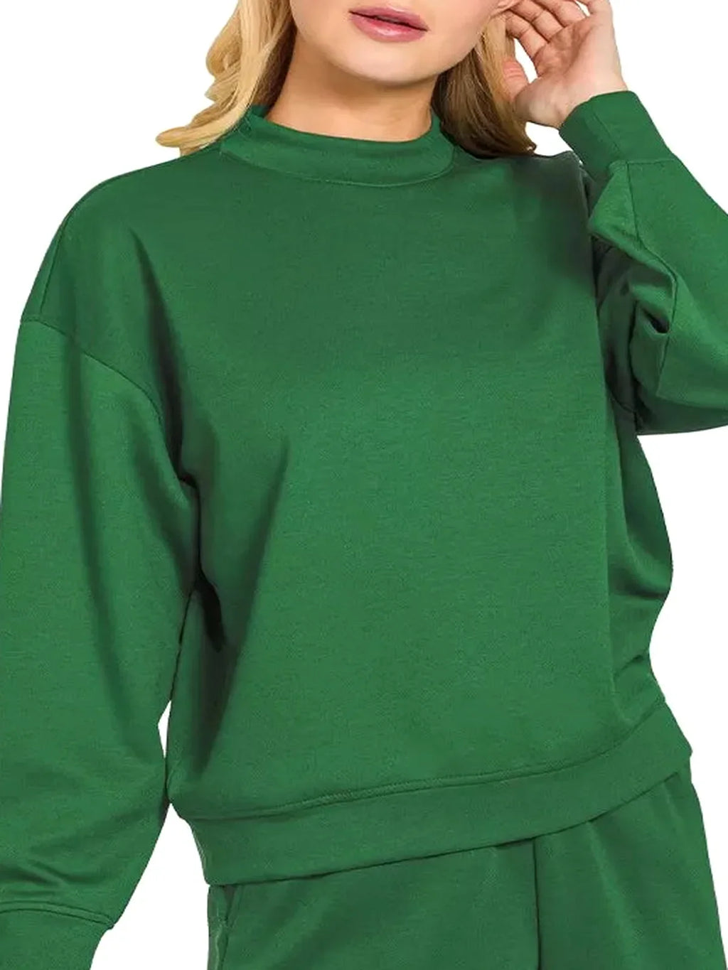 Dark Green Scuba Long Sleeve Sweatshirt and Shorts Set