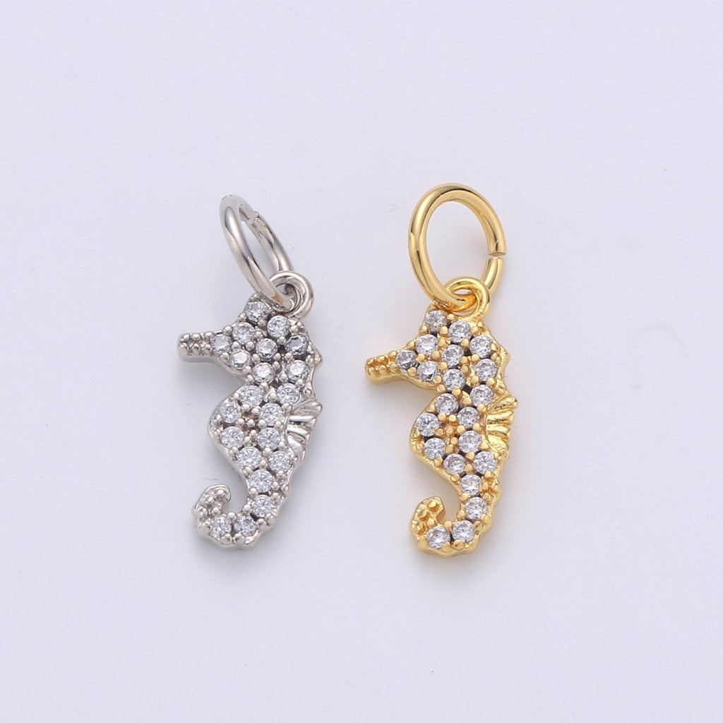 Seahorse 24K Gold Filled Tiny Charms, Gold Filled Seahorse Charm, Gold Seahorse, Silver Sea horse charm Under the sea Jewelry Inspired  D-698 D-699