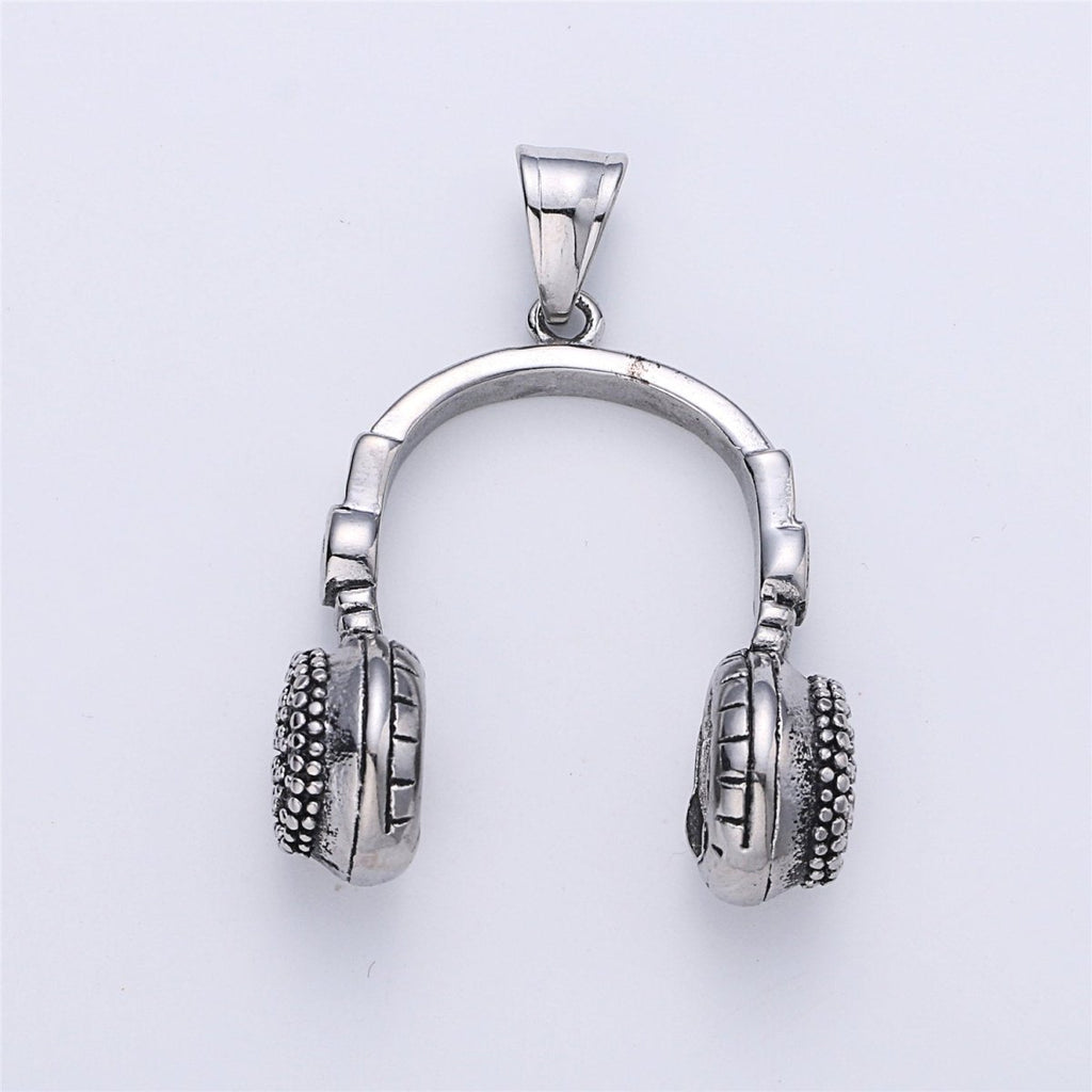 Silver Headphone Pendant, Black Headset Charm, Gold DJ Charm, Music Charms, Gold Beats Pendant Hip Hop Pendant Men Jewelry J-678~J-680