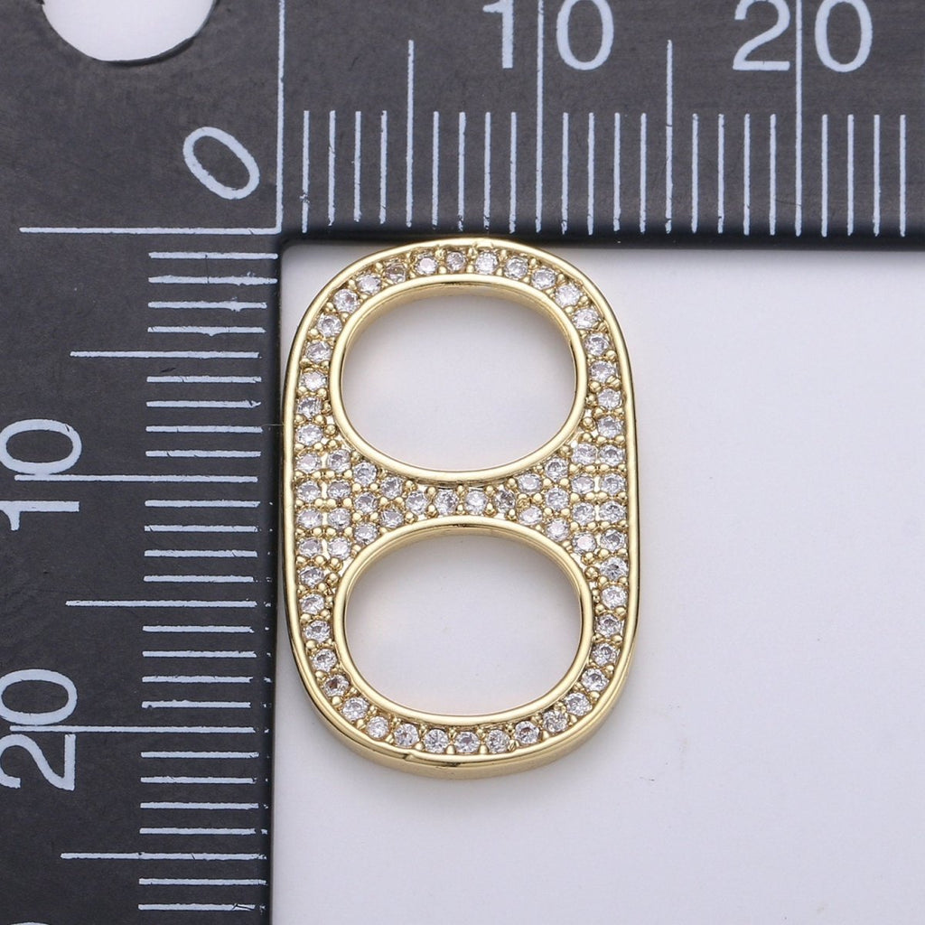 24K Gold Filled Micro Paved CZ Soda Pull Tab Link Charm in Gold & Silver | C488 C489