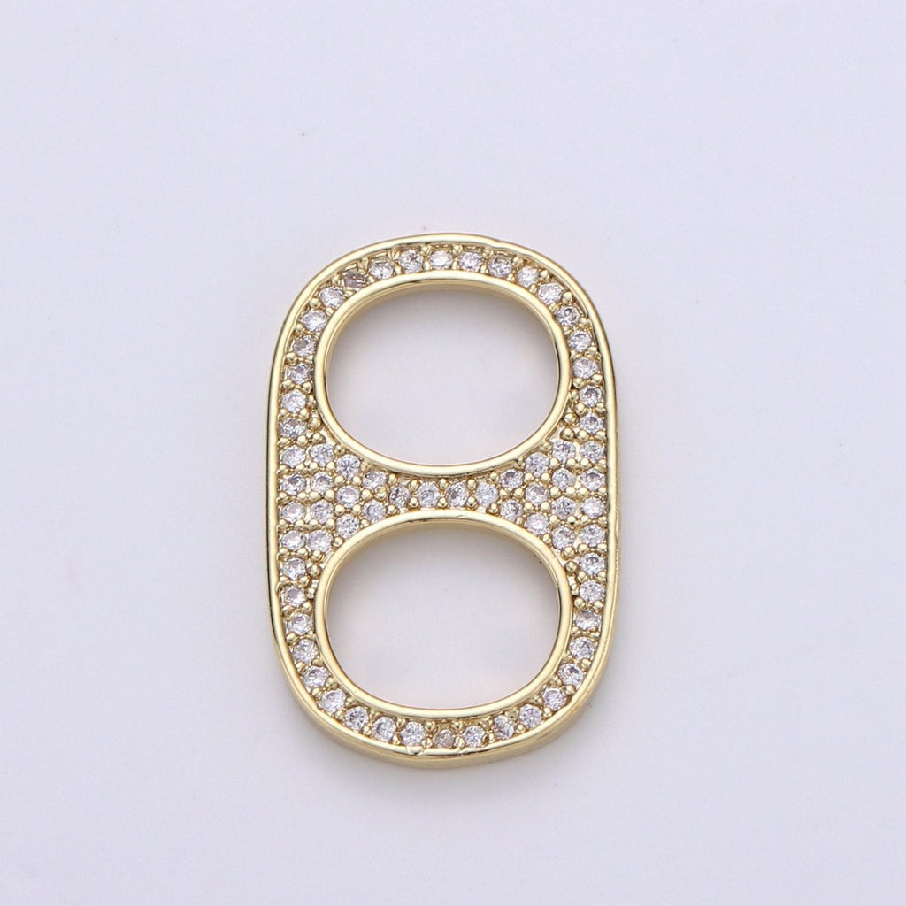24K Gold Filled Micro Paved CZ Soda Pull Tab Link Charm in Gold & Silver | C488 C489