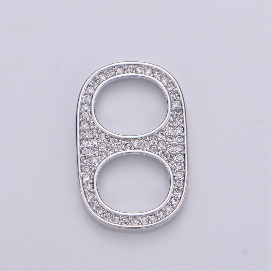 24K Gold Filled Micro Paved CZ Soda Pull Tab Link Charm in Gold & Silver | C488 C489