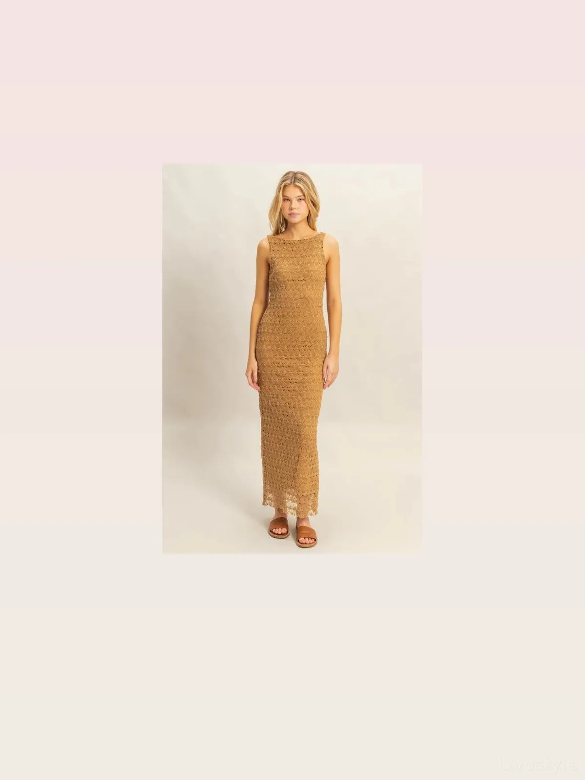 Bohemian Crochet Sleeveless Maxi Dress with Open Back