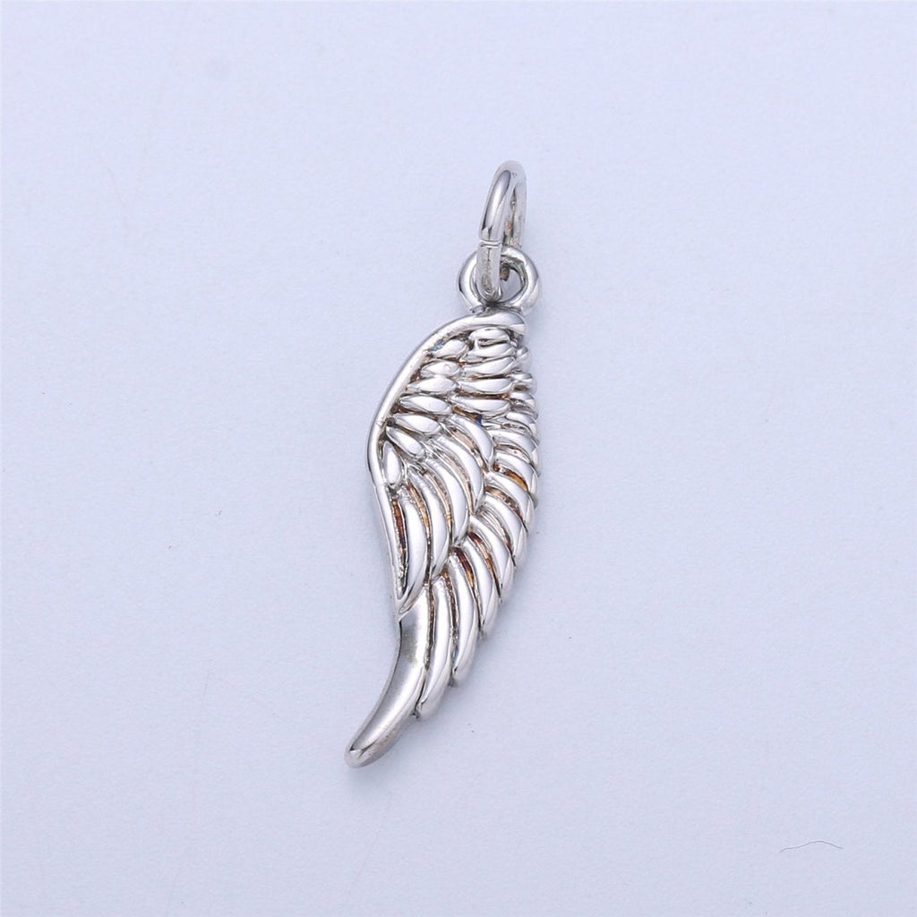 Small Angel Wing Charm, Gold Angel Wing Charm, Silver Wings, Black Guardian Angel Wing Charms, Angel Wing Jewelry, Dainty Charm Bracelet C-926