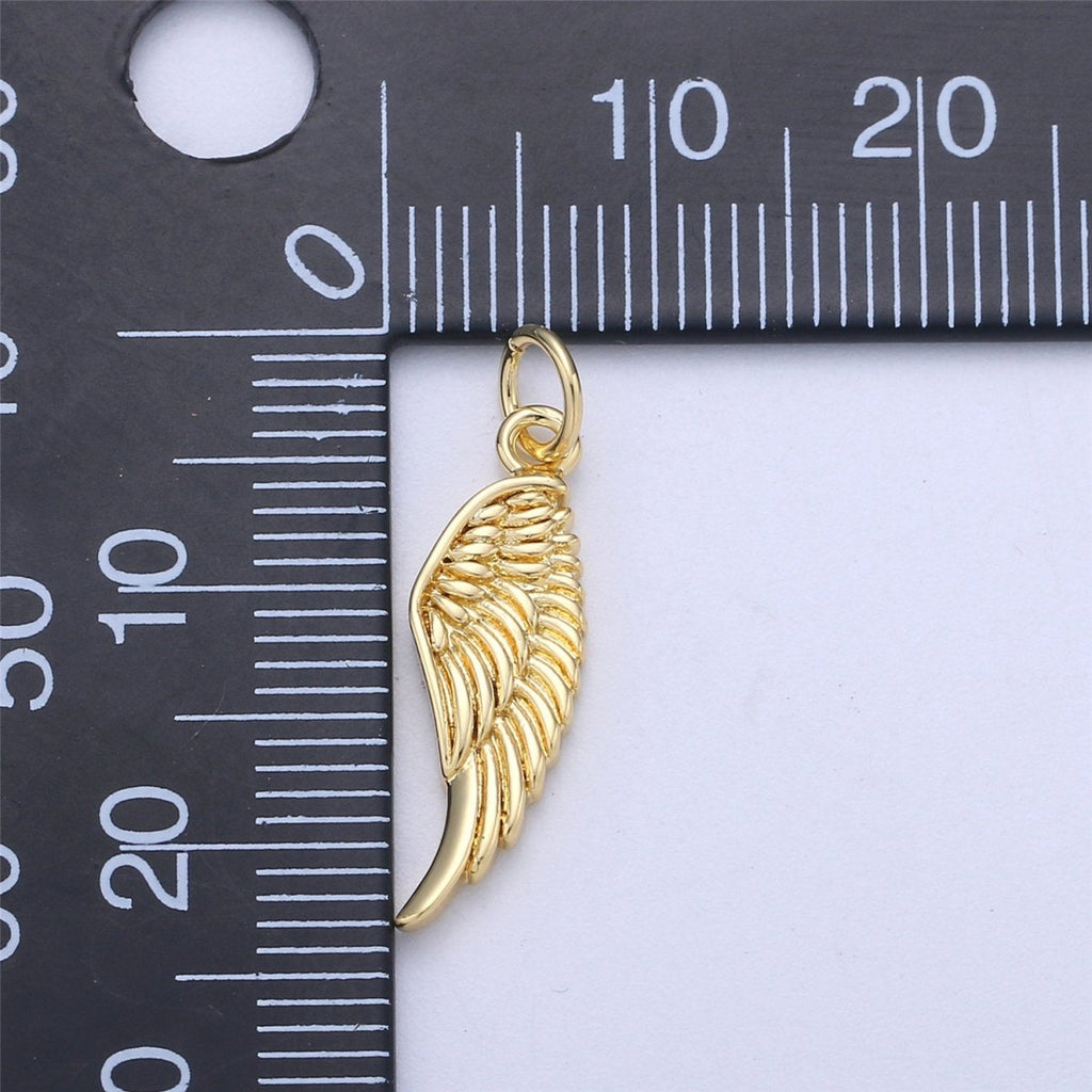 Small Angel Wing Charm, Gold Angel Wing Charm, Silver Wings, Black Guardian Angel Wing Charms, Angel Wing Jewelry, Dainty Charm Bracelet C-926