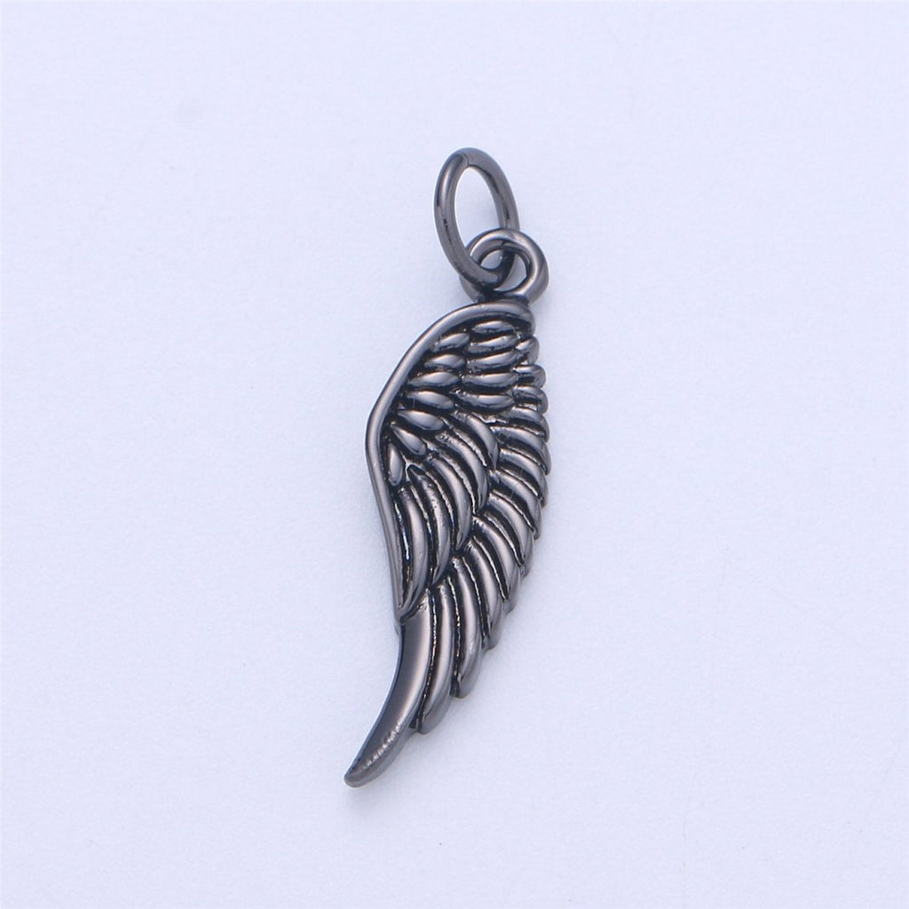 Small Angel Wing Charm, Gold Angel Wing Charm, Silver Wings, Black Guardian Angel Wing Charms, Angel Wing Jewelry, Dainty Charm Bracelet C-926