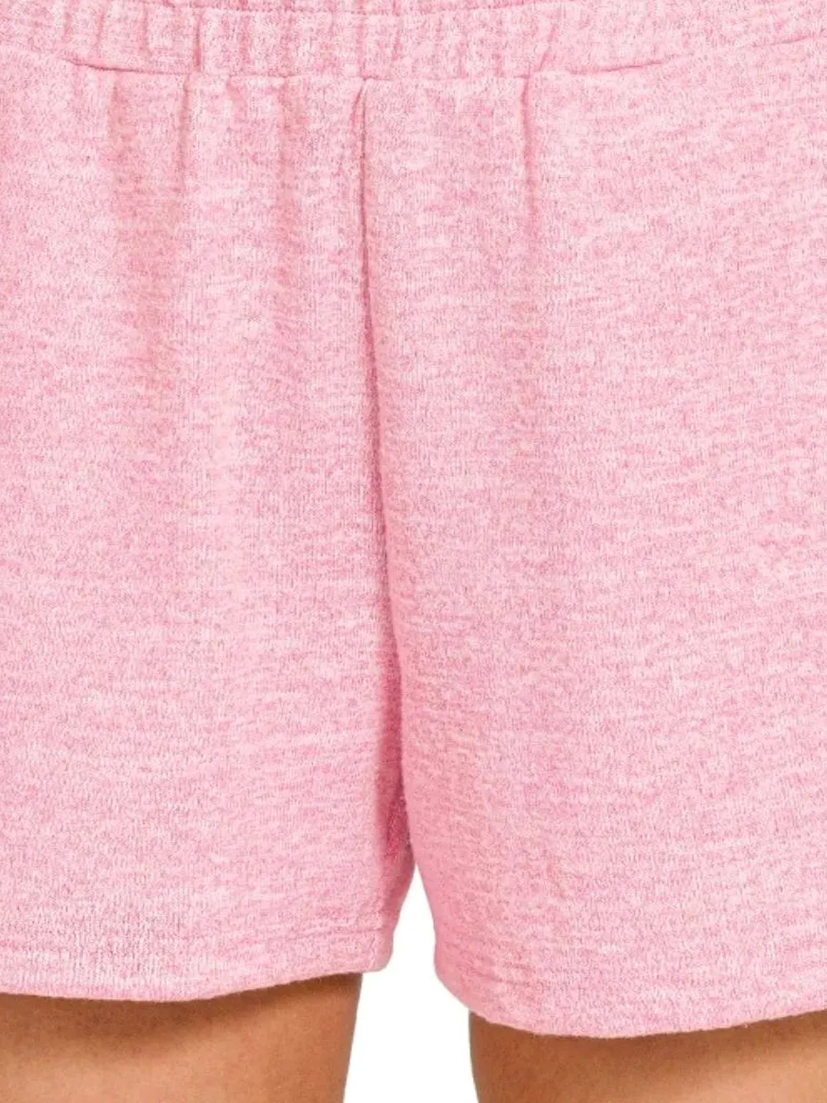 Soft Melange Hacci Elastic Waist Shorts with Pockets