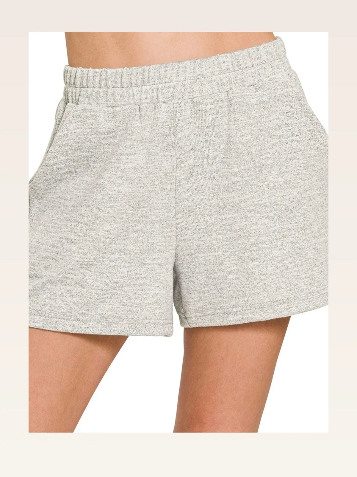 Soft Melange Hacci Knit Shorts with Elastic Waistband