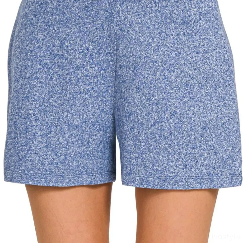 Melange Hacci Knit High Waist Elastic Shorts