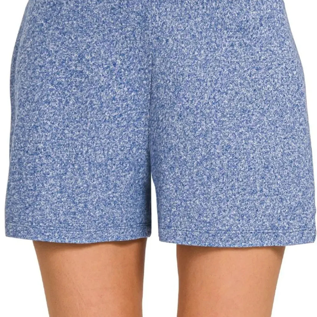 Melange Hacci Knit High Waist Elastic Shorts
