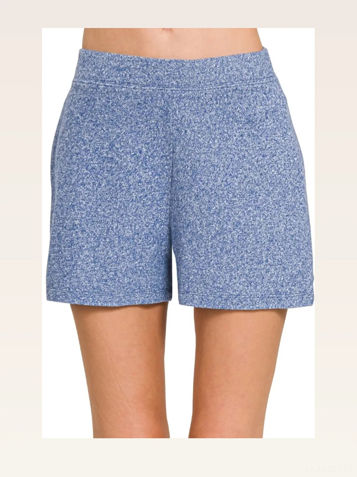 Melange Hacci Knit High Waist Elastic Shorts