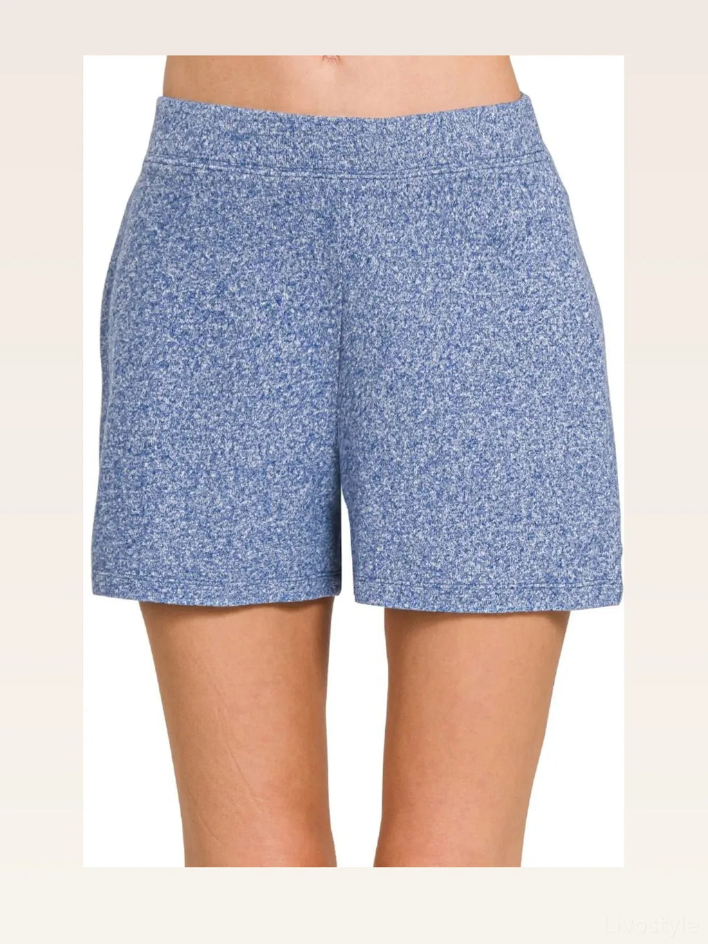 Melange Hacci Knit High Waist Elastic Shorts