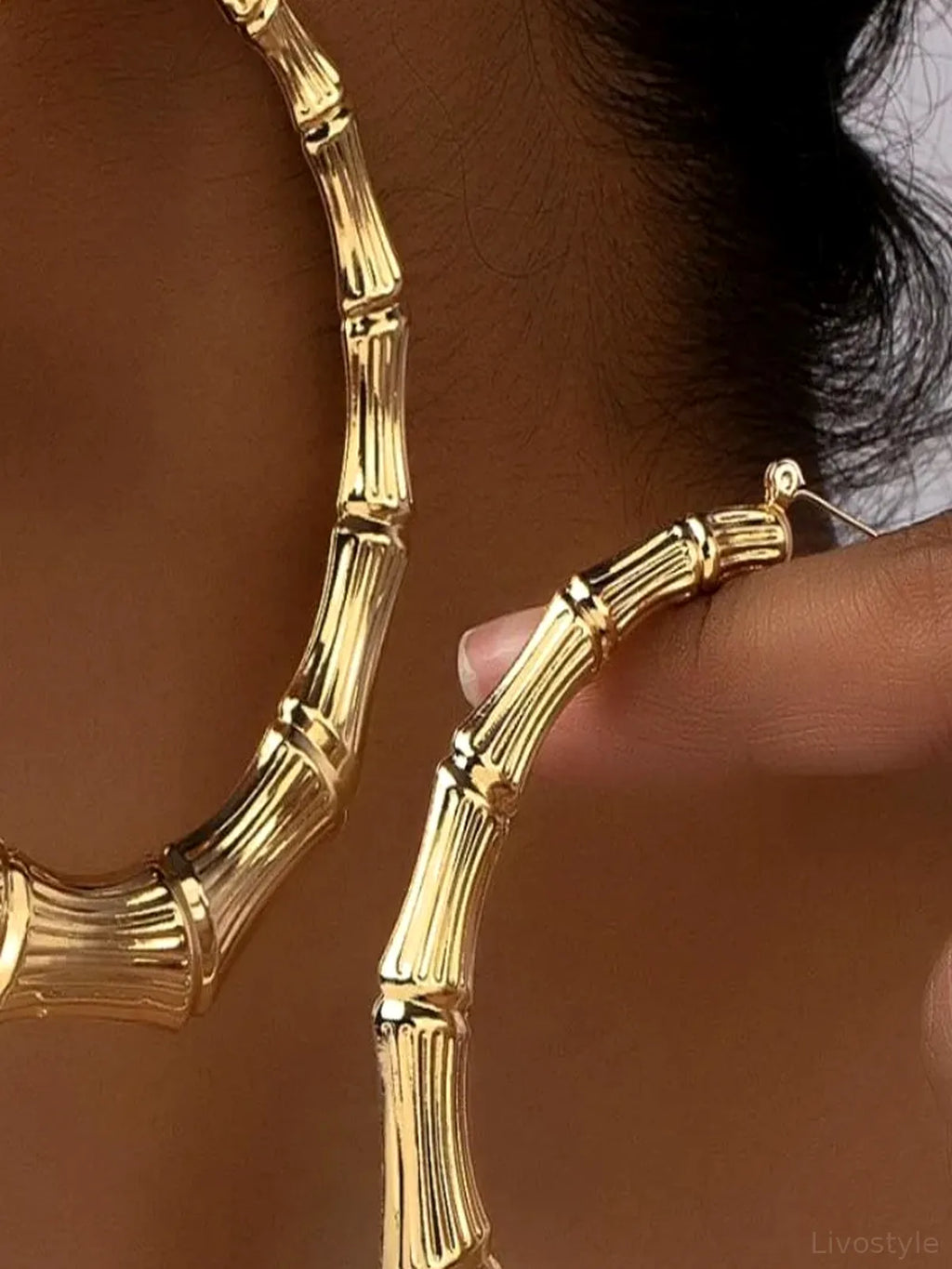18K Gold-Plated Stainless Steel Textured Hoop Earrings