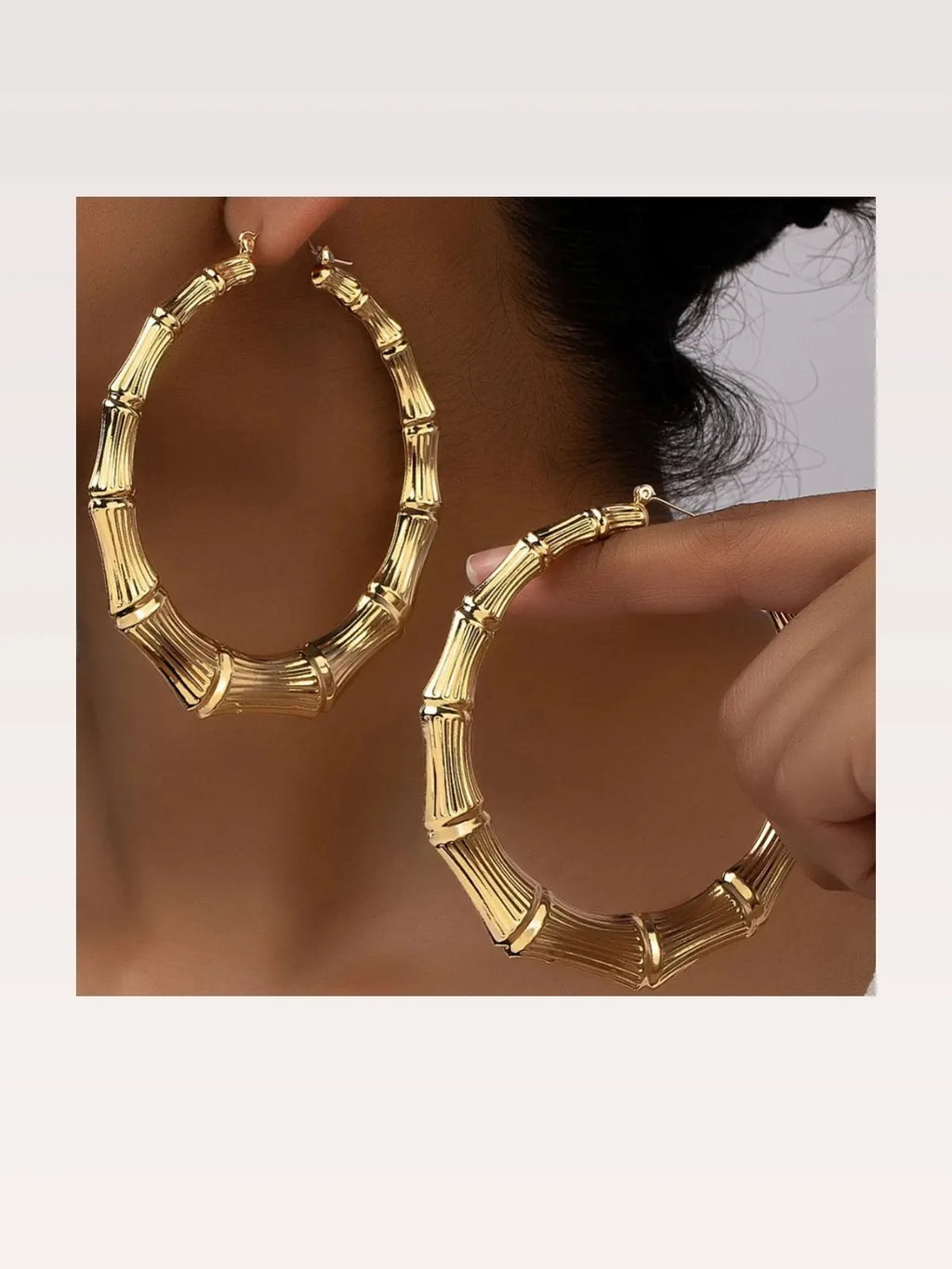 18K Gold-Plated Stainless Steel Textured Hoop Earrings