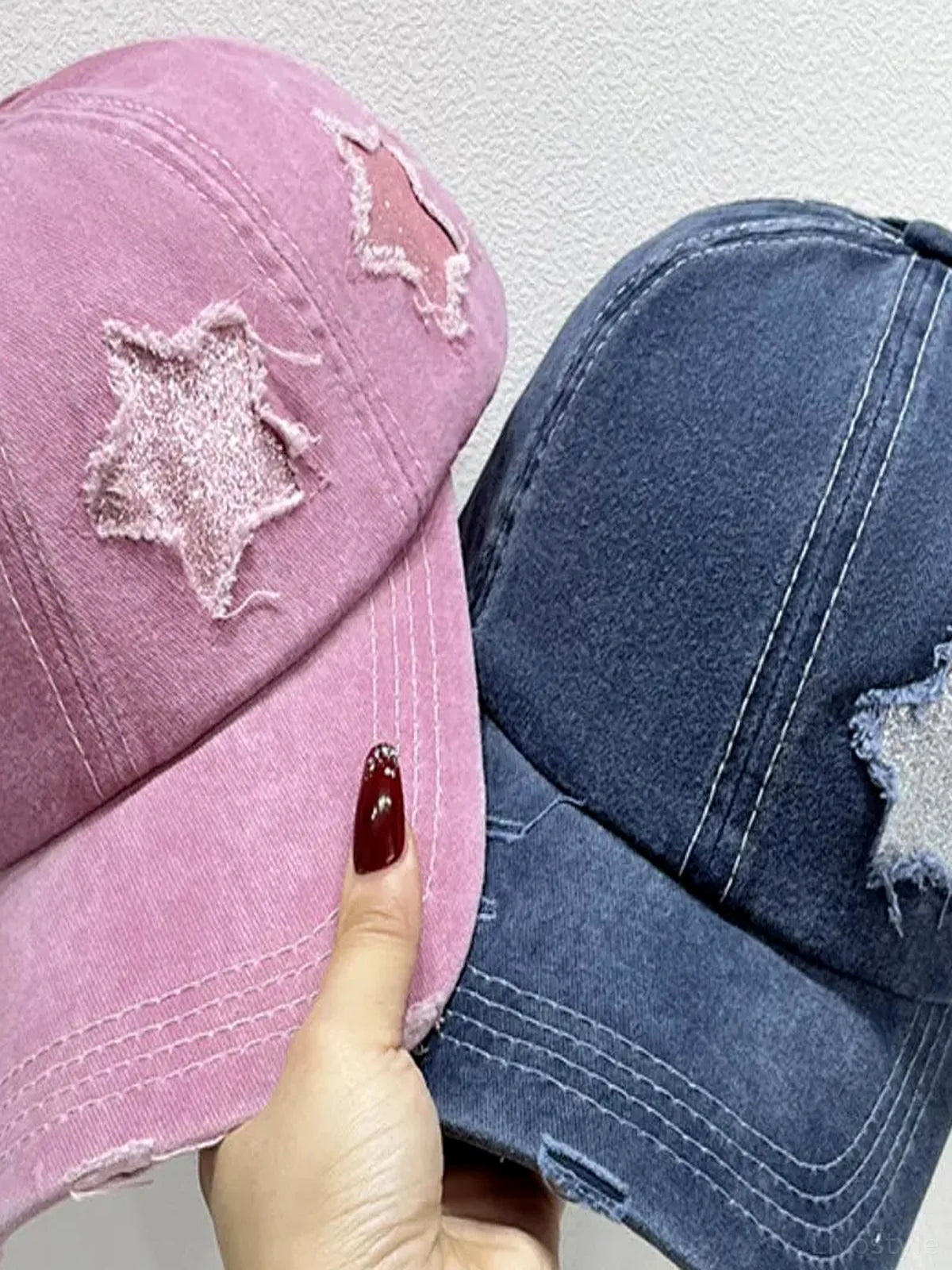 Star Pattern Distressed Cotton Baseball Cap