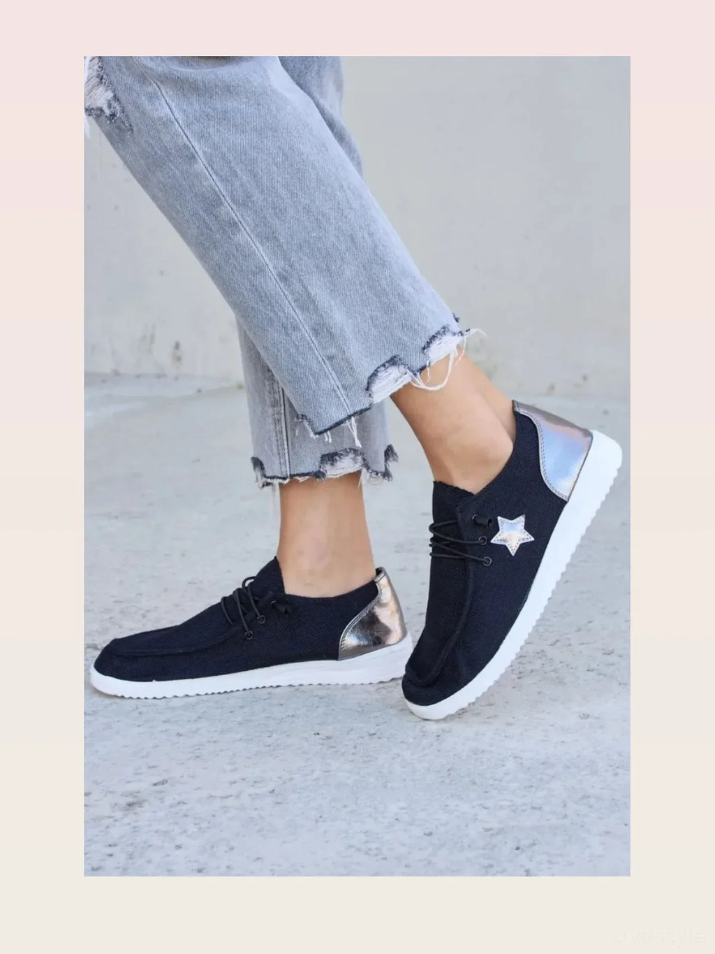 Star Detail Lace-Up Flat Sneakers