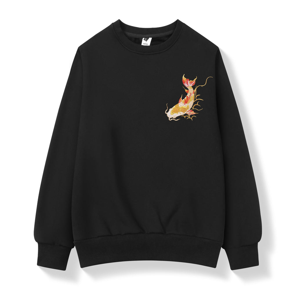 SW9013 Golden Koi Fish Embroidery Sweater