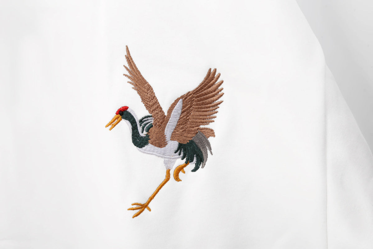 SW9016 Embroidery Crane Sweater