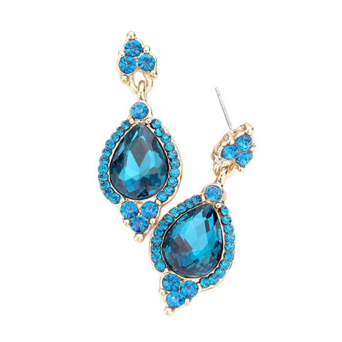 Teardrop Centered Dangle Evening Earrings
