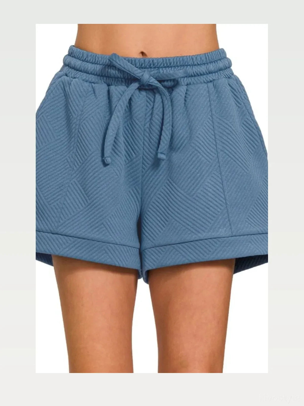Textured Knit Jacquard Drawstring Shorts