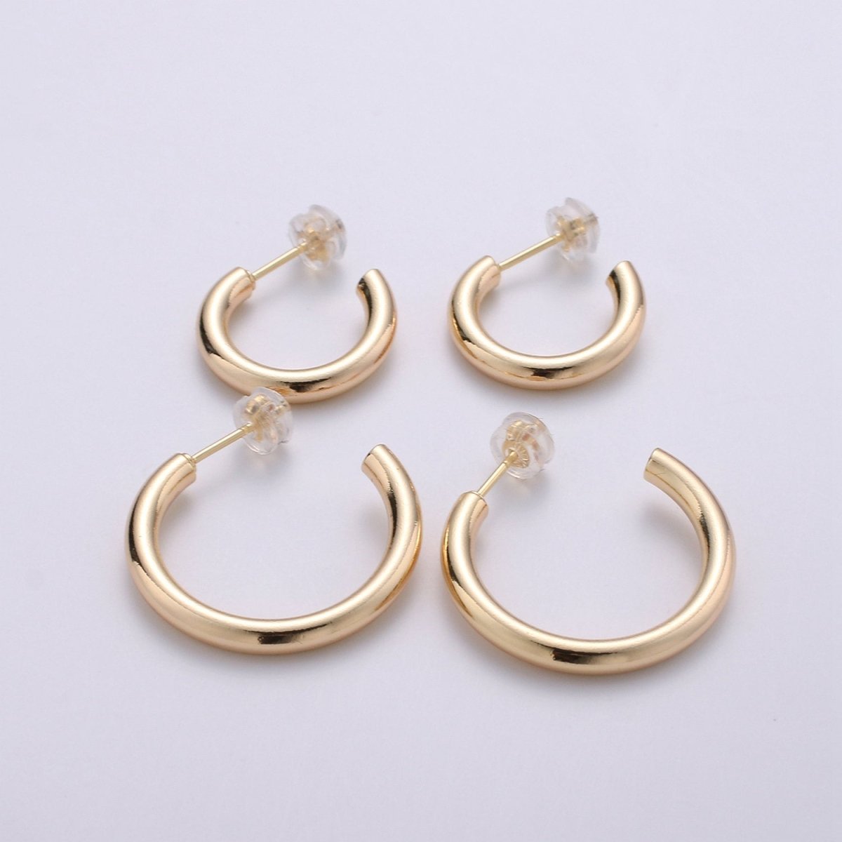 Thick Tube Hoops Gold, 18K Gold Filled Hoops, Large Gold Hoop Earrings, Small Hoops, Hollow Hoop Earrings, Chunky Hoops, Light Hoops Q-095 Q-096