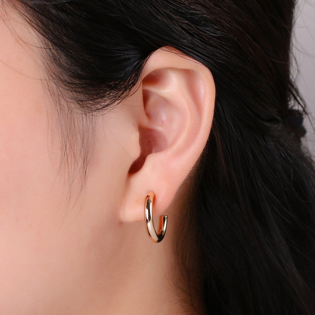 Thick Tube Hoops Gold, 18K Gold Filled Hoops, Large Gold Hoop Earrings, Small Hoops, Hollow Hoop Earrings, Chunky Hoops, Light Hoops Q-095 Q-096