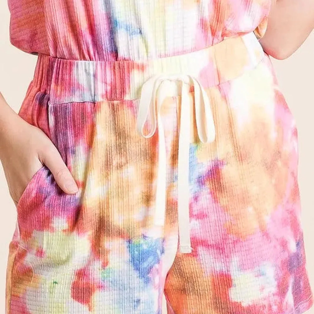 Tie Dye French Terry Drawstring Shorts