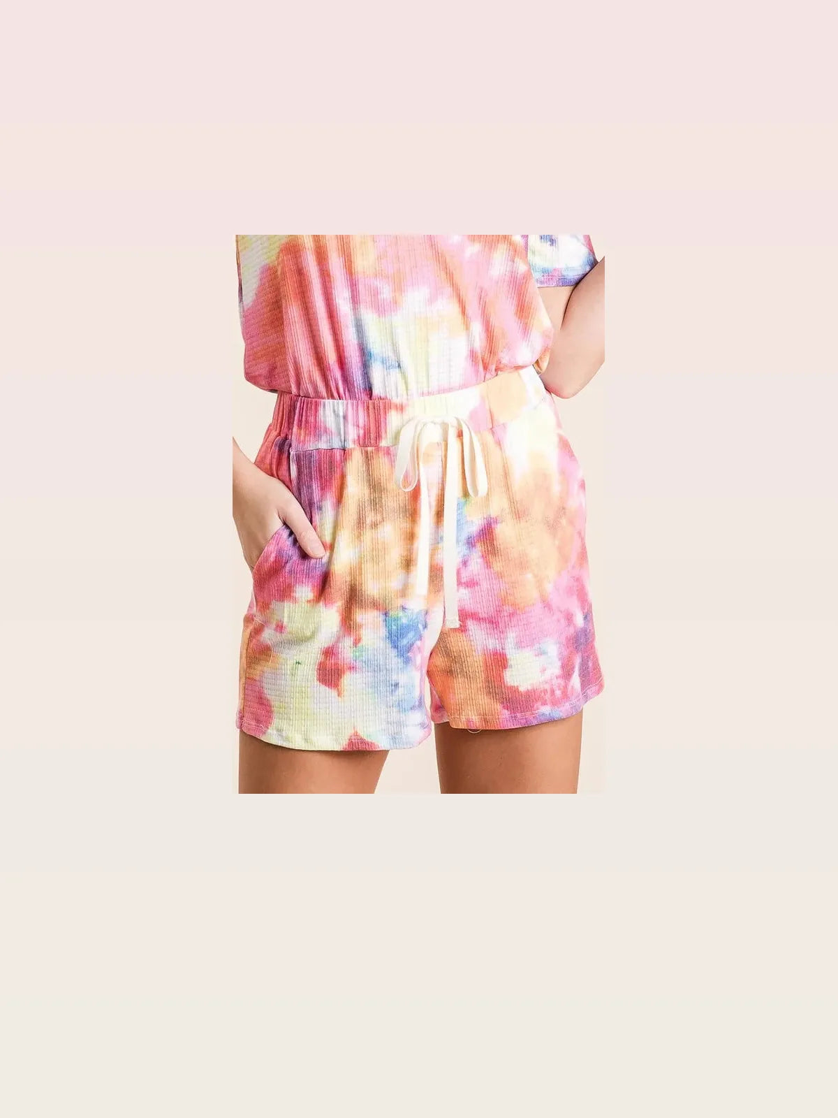 Tie Dye French Terry Drawstring Shorts