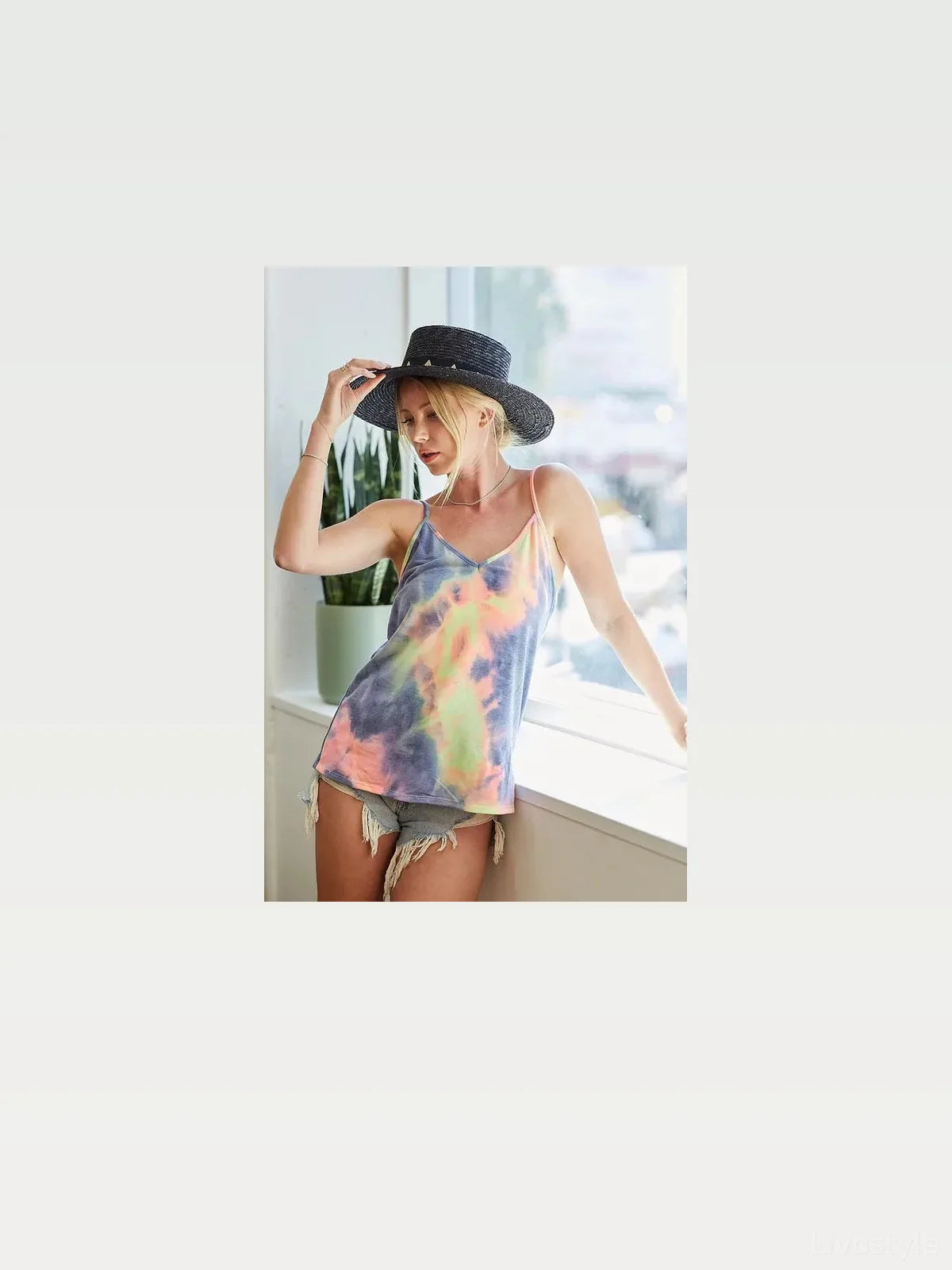 Tie Dye French Terry Knit V-Neck Camisole