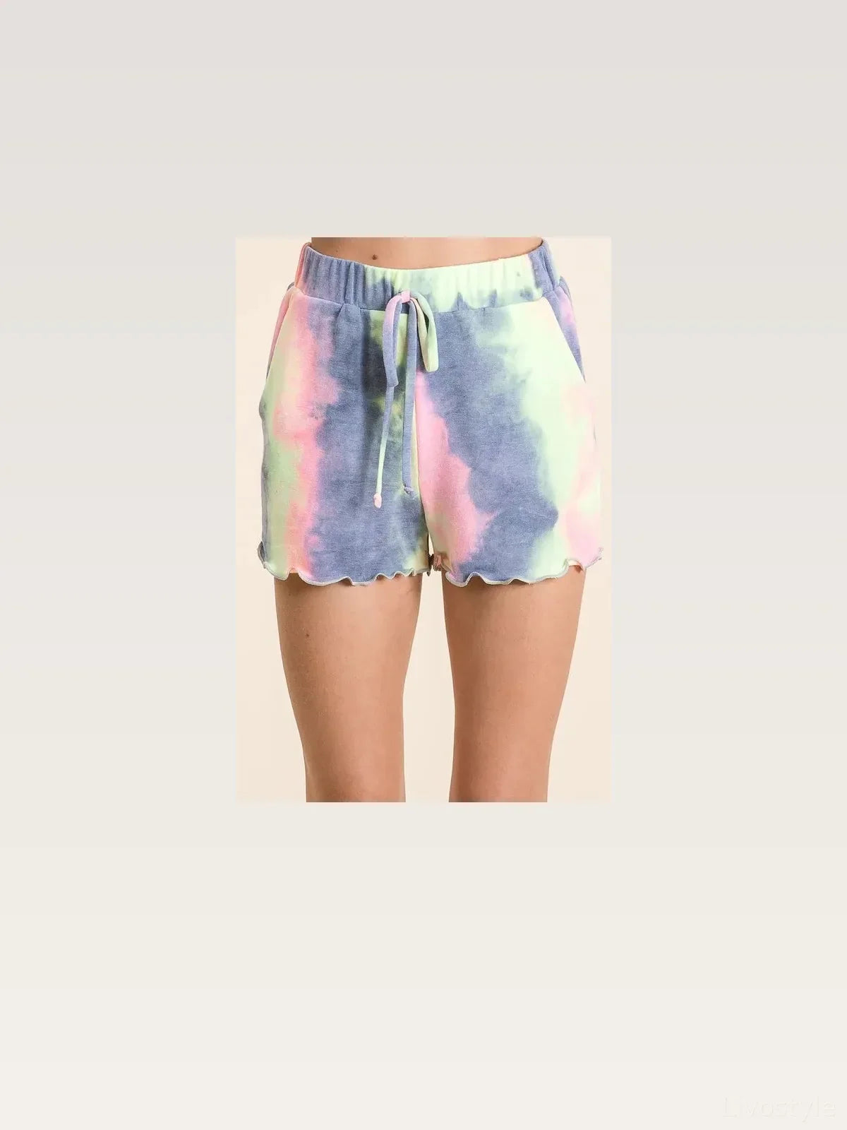 Tie Dye French Terry Shorts with Curly Edge Hem