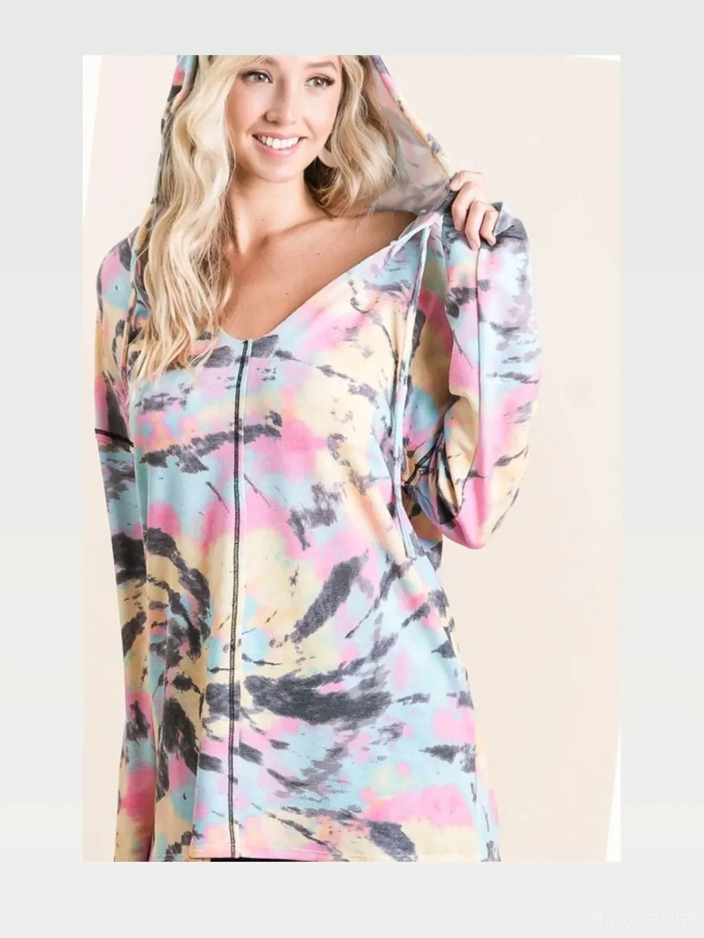 Tie-Dye Terry Hoodie with Drawstring Hood