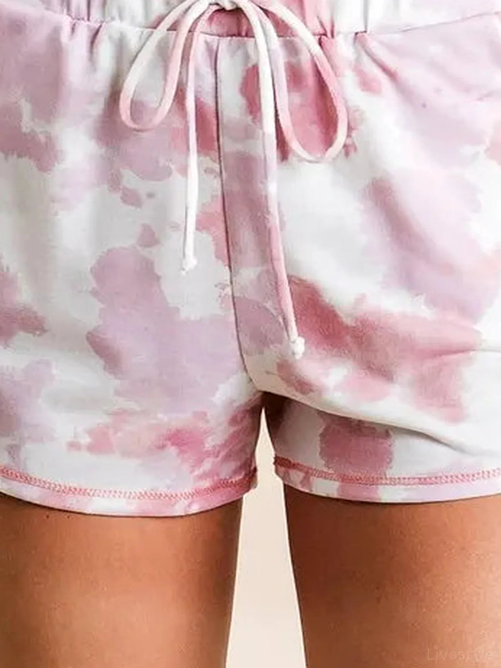 Tie-Dye Terry Drawstring Shorts with Side Pockets