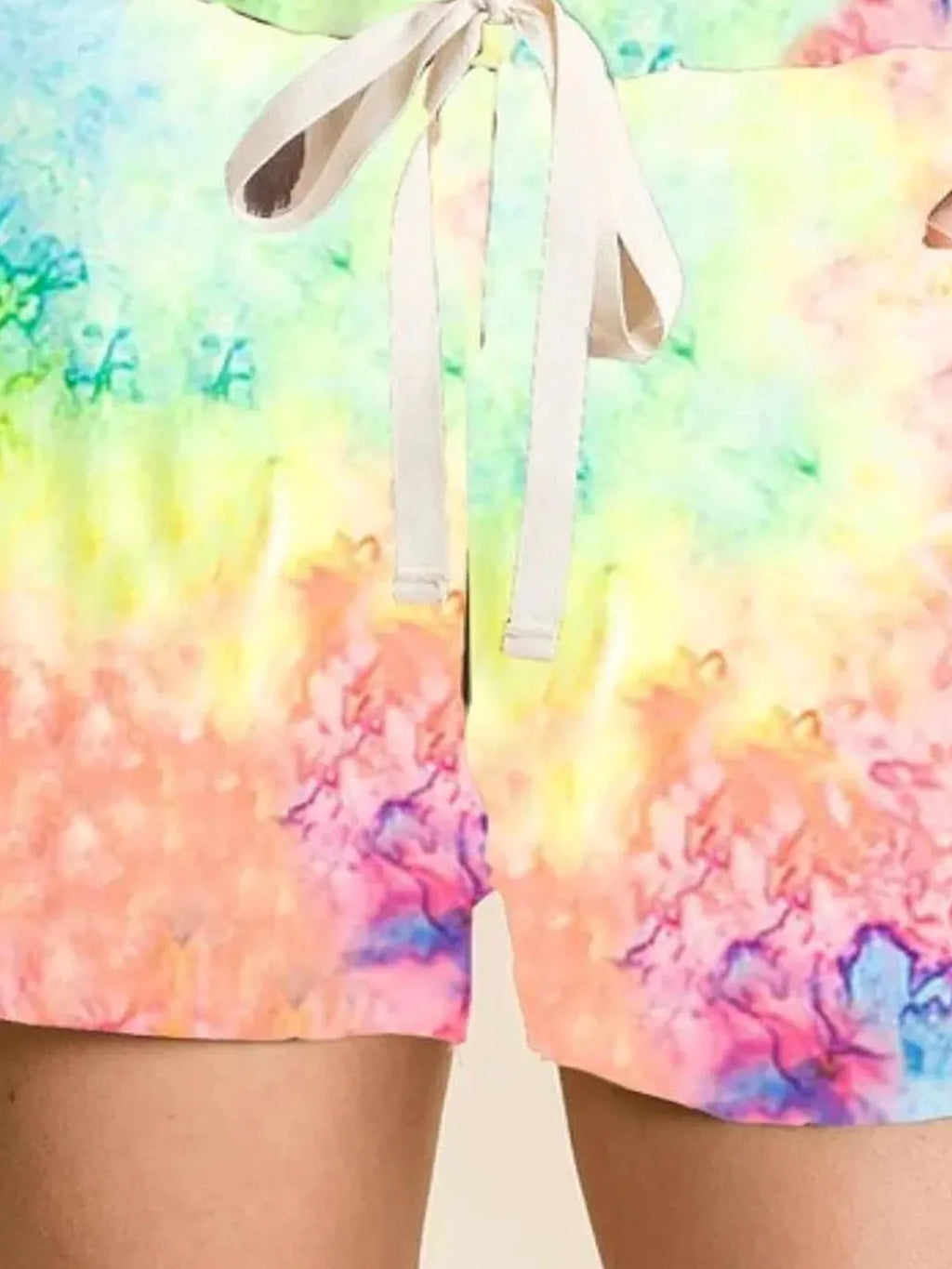 Tie Dye Cotton Knit Shorts with Drawstring Waist