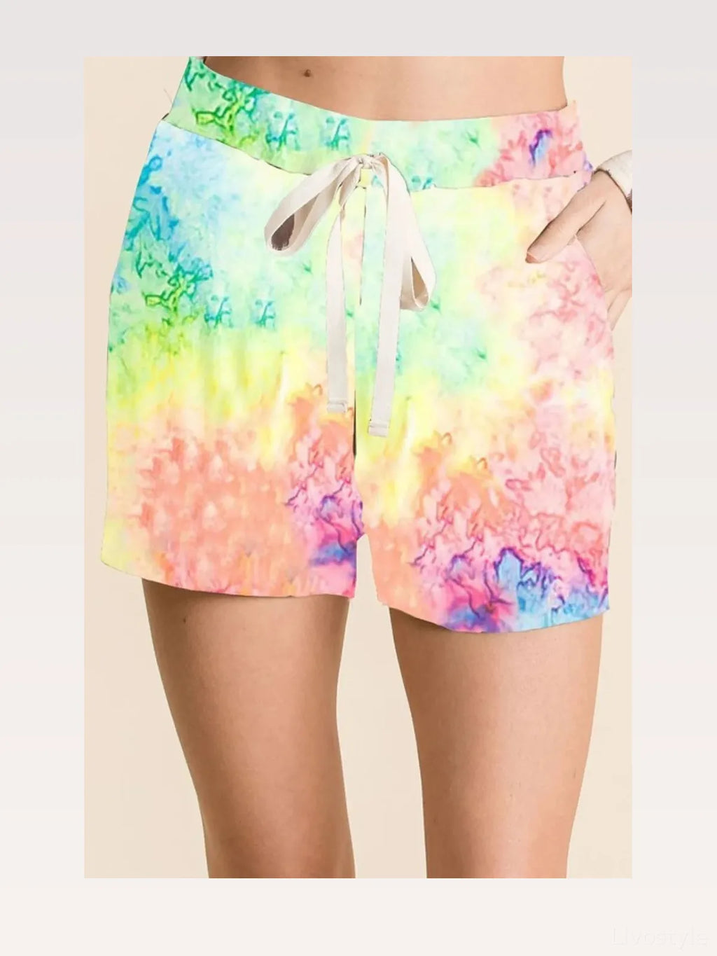 Tie Dye Cotton Knit Shorts with Drawstring Waist