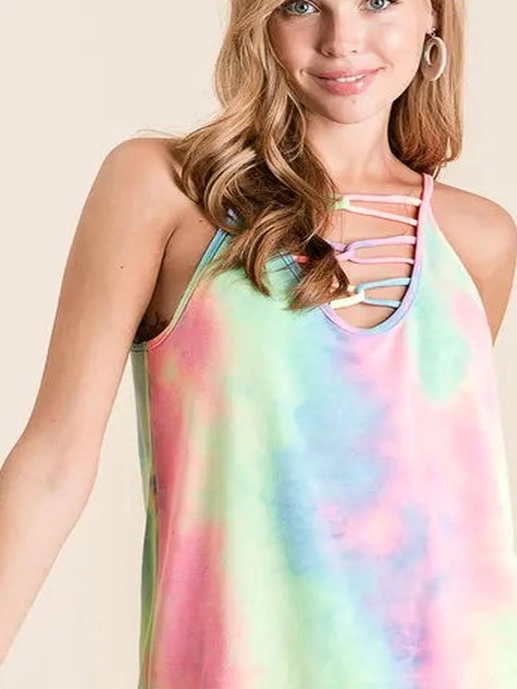 Tie-Dye Camisole with Caged Halter Neck