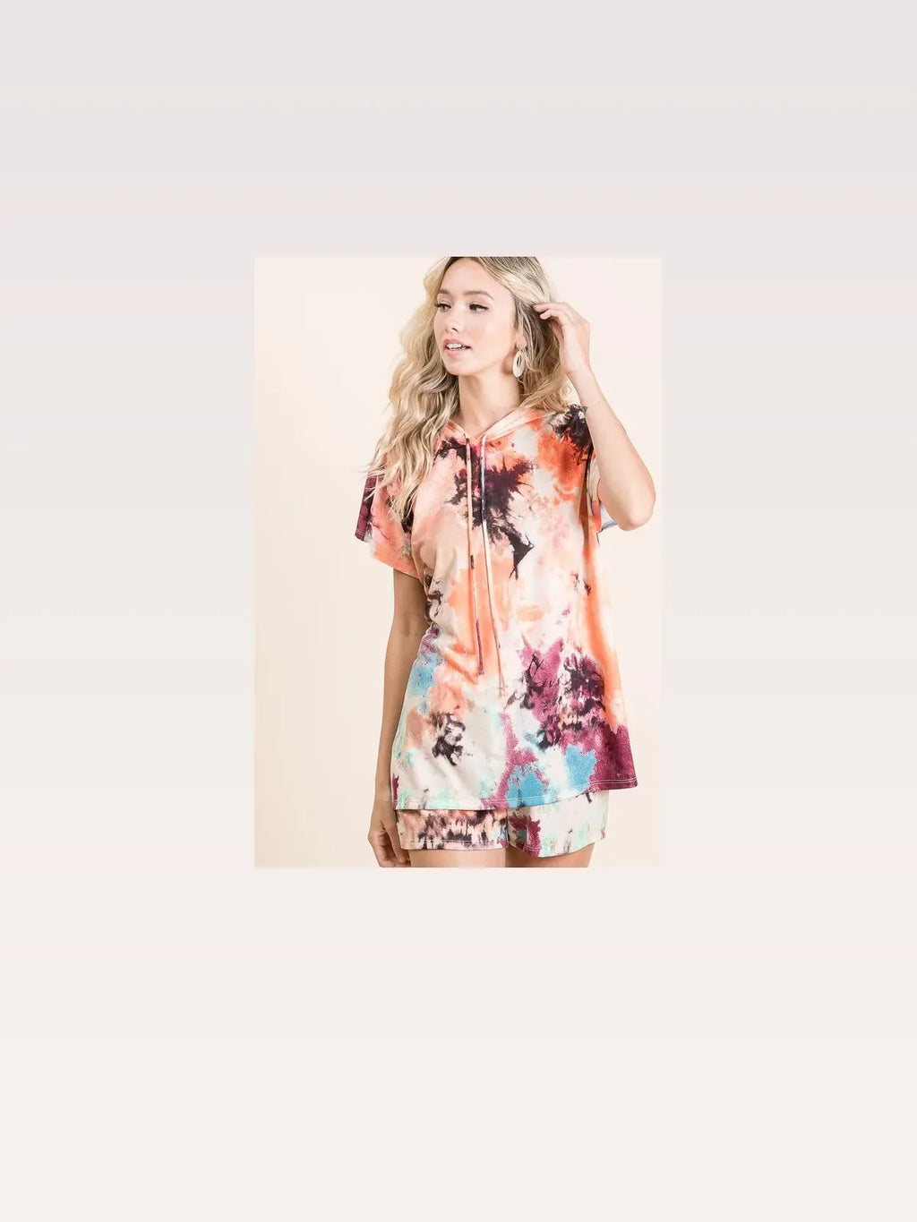 Tie-Dye Cotton Terry Hoodie with Adjustable Drawstring