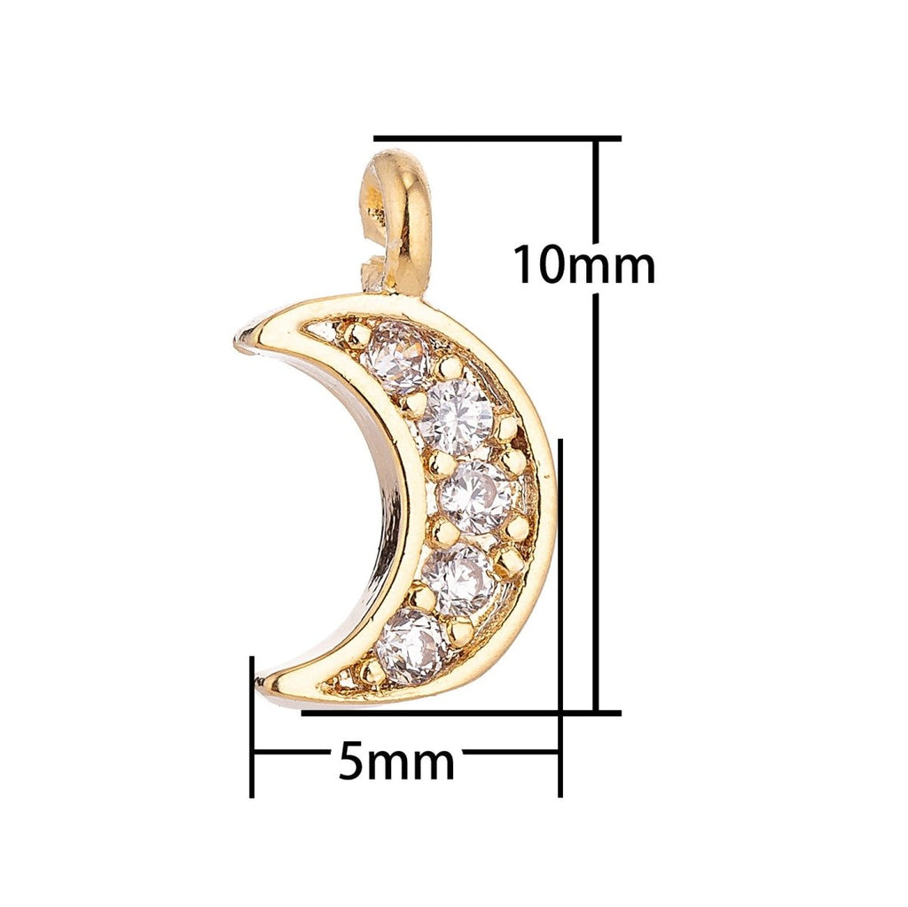 Tiny Mini Crescent Moon Charm Pendant 18K Gold Filled / White Gold C-017