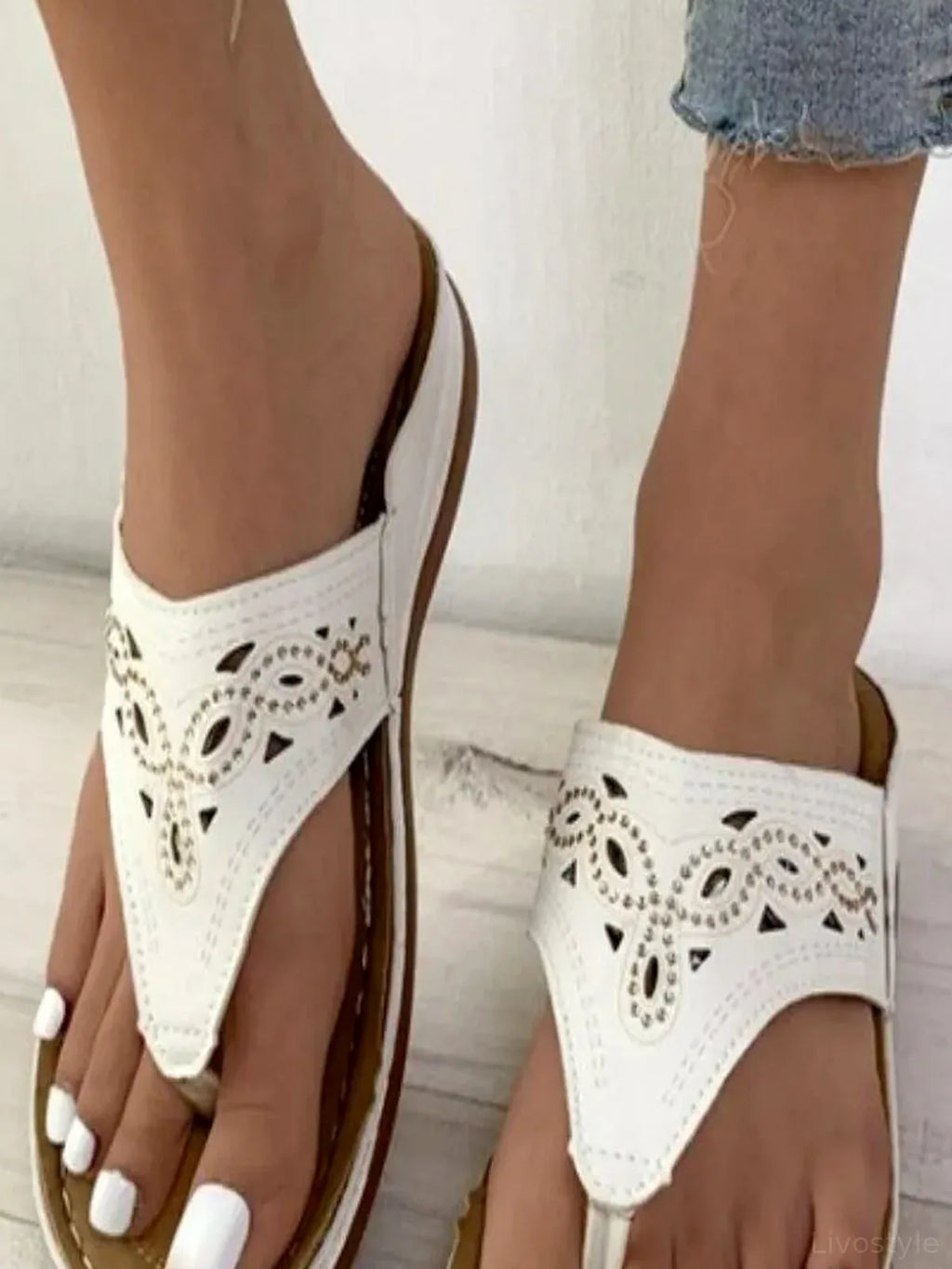 Toe Post Platform Thong Sandals with Cushioned Footbed