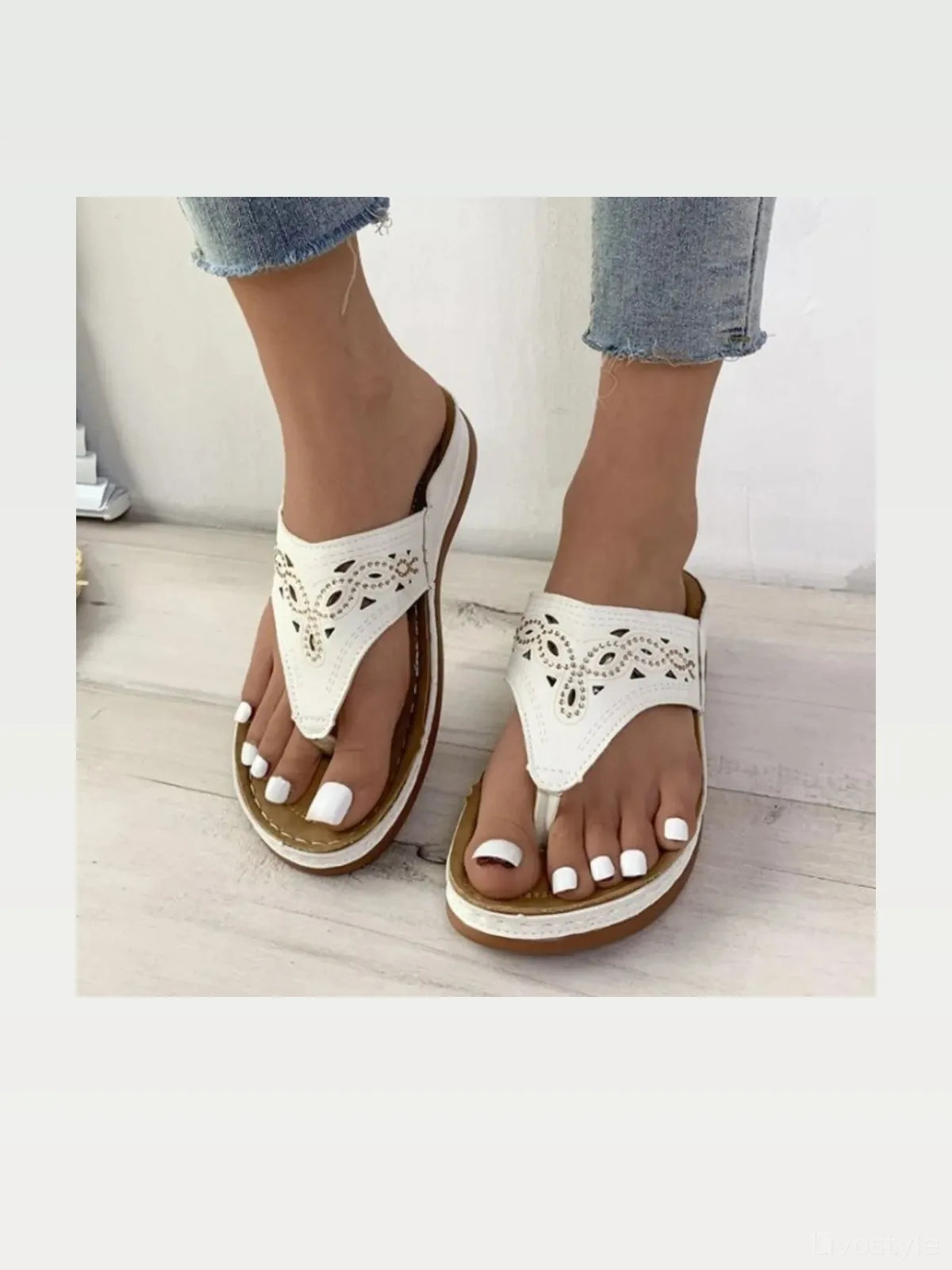 Toe Post Platform Thong Sandals with Cushioned Footbed