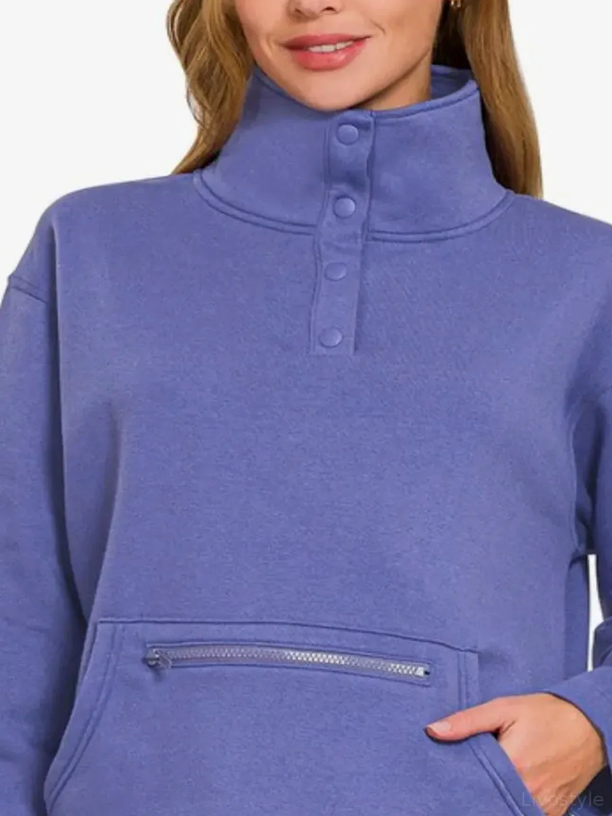Turtleneck Half Snap Fleece Sweatshirt