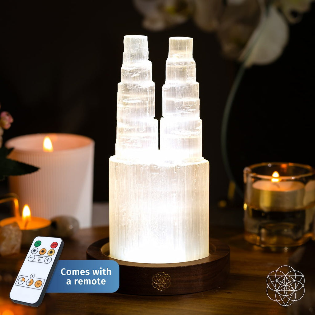 Two-Tower Selenite Lamp – Deep Energy Cleanse & Reset