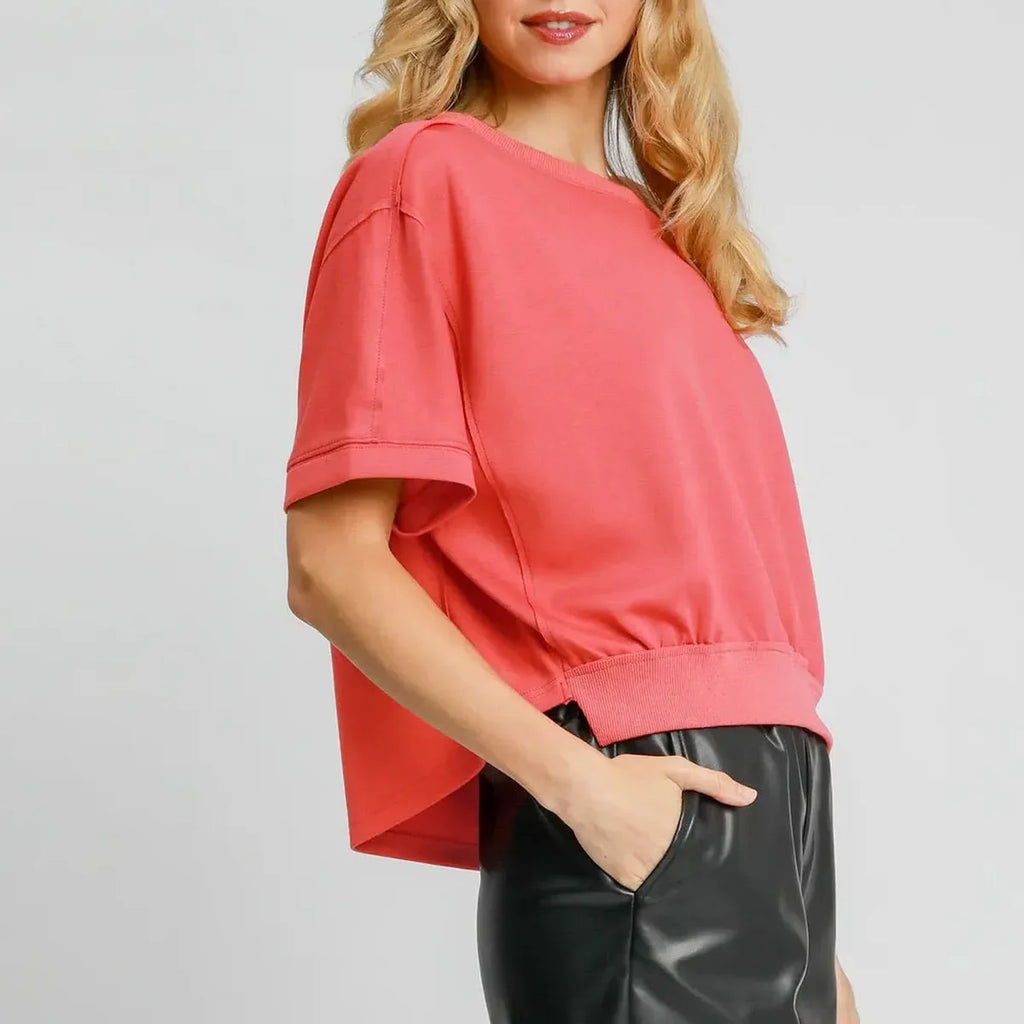 Lightweight Cropped Short Sleeve Sweatshirt – Relaxed Fit