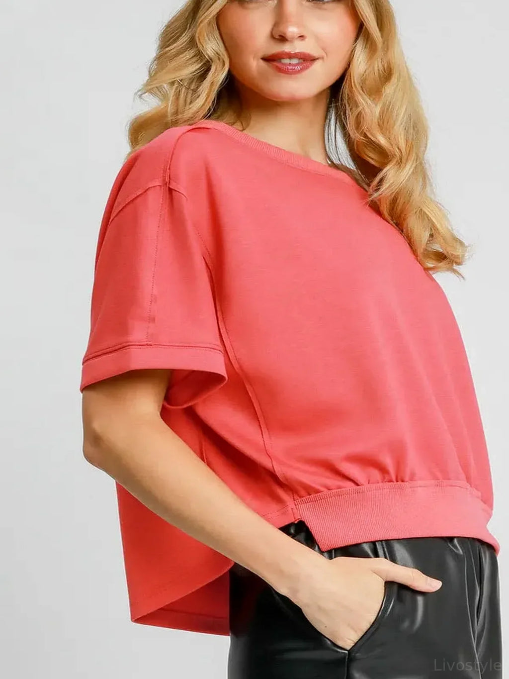 Lightweight Cropped Short Sleeve Sweatshirt – Relaxed Fit