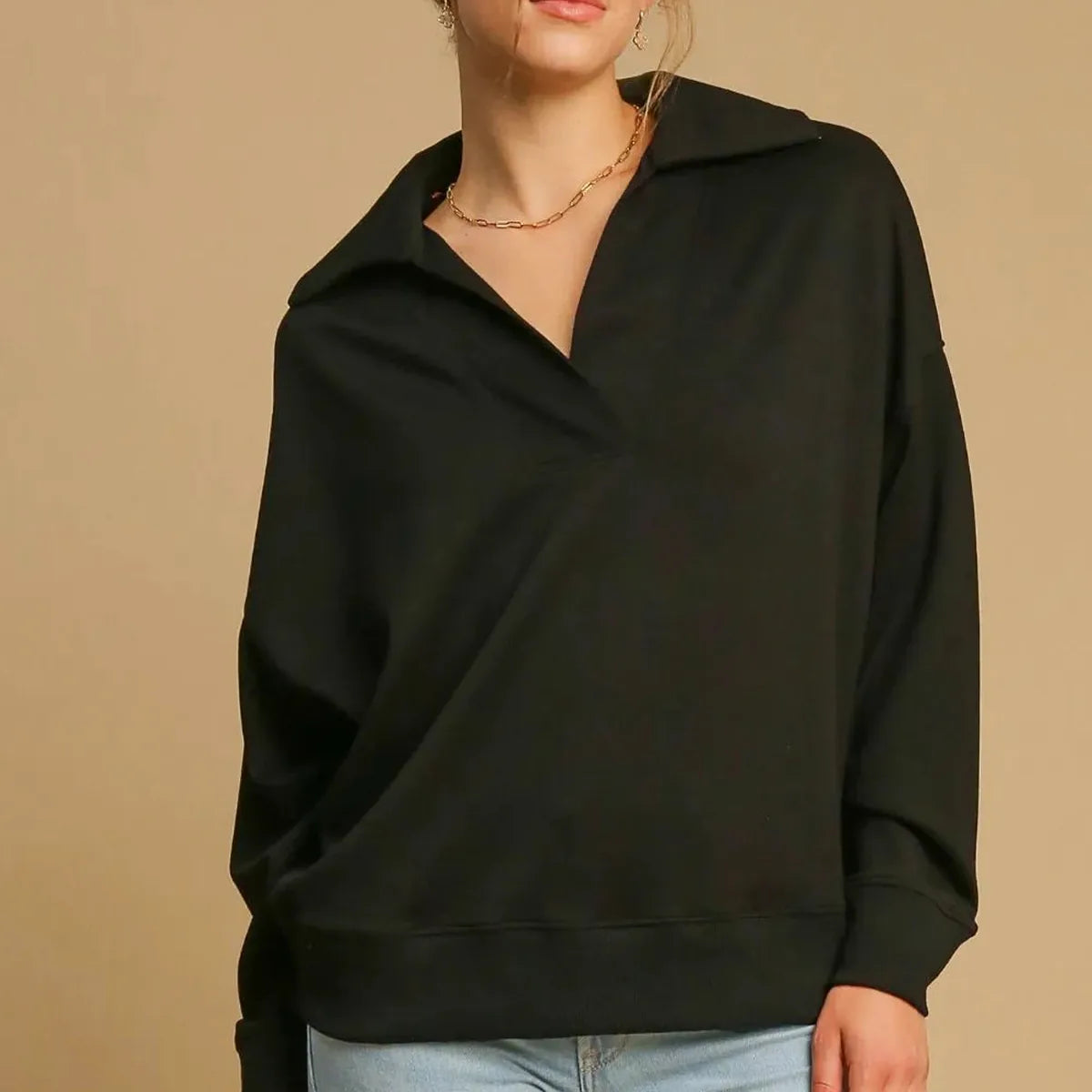 Johnny Collar Dropped Shoulder Sweatshirt