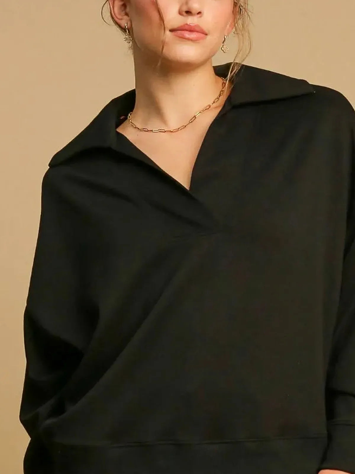Johnny Collar Dropped Shoulder Sweatshirt