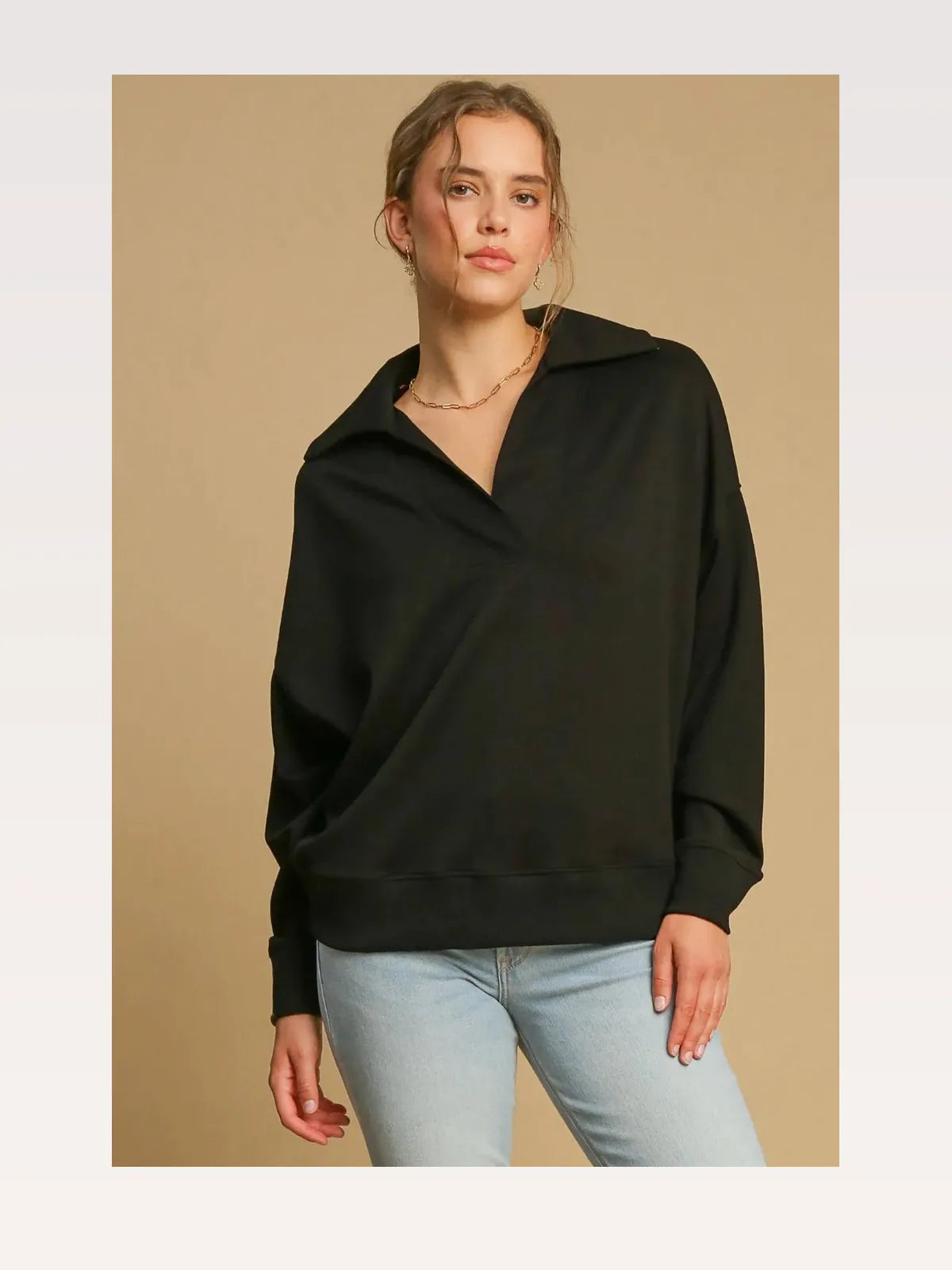 Johnny Collar Dropped Shoulder Sweatshirt